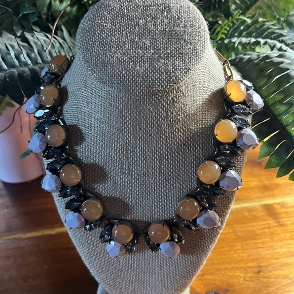 Vintage J. Crew Orange and Lavender Necklace with Black Accents - Picture 2 of 9